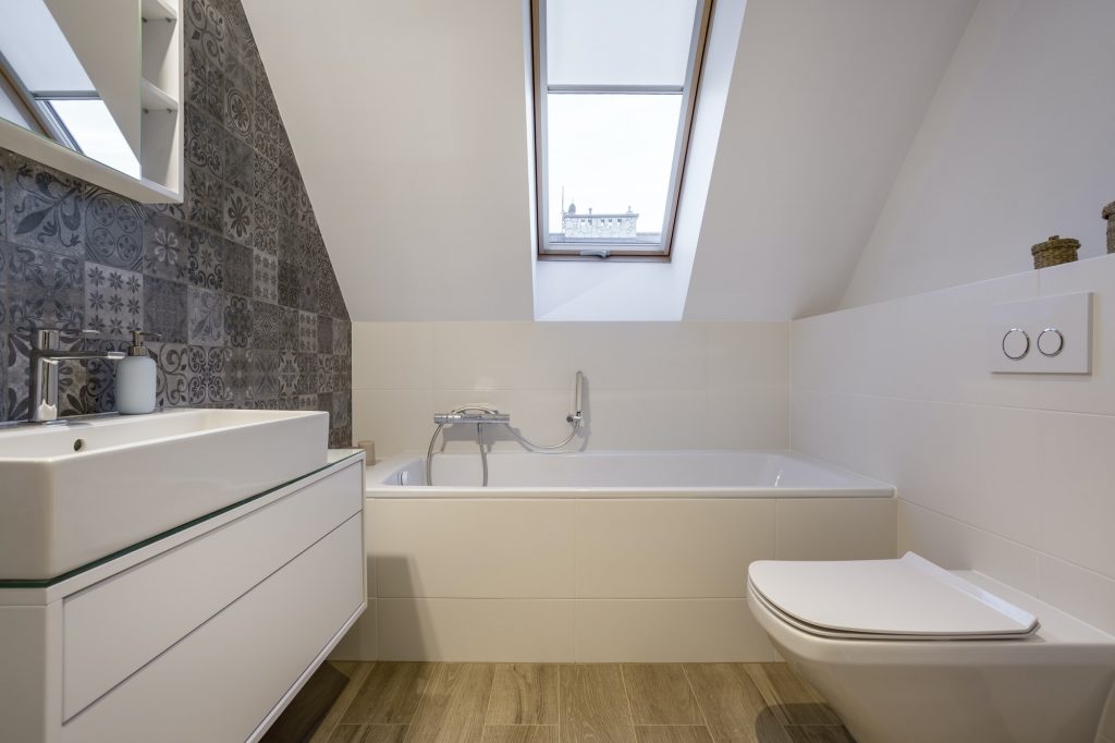 Loft bathroom with bathtub in Belper
